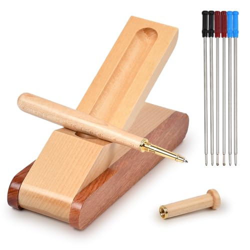 MPEIPILA Geschenkstift, Stift mit Geschenkverpackung, origineller Kugelschreiber aus Holz, Geschenk für Abschlussfeier, eleganter Stift, mit 6 Ersatzminen und Holzbox, Geschenkstift für Damen und von MPEIPILA