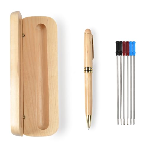 MPEIPILA Holzstift, Bambus-Geschenkstift, Kugelschreiber aus Holz, mit 6 Ersatzminen und Holzbox, eleganter Stift mit Behälter, Geschenk für Damen und Herren, originelles Geschenk zum Abschluss von MPEIPILA