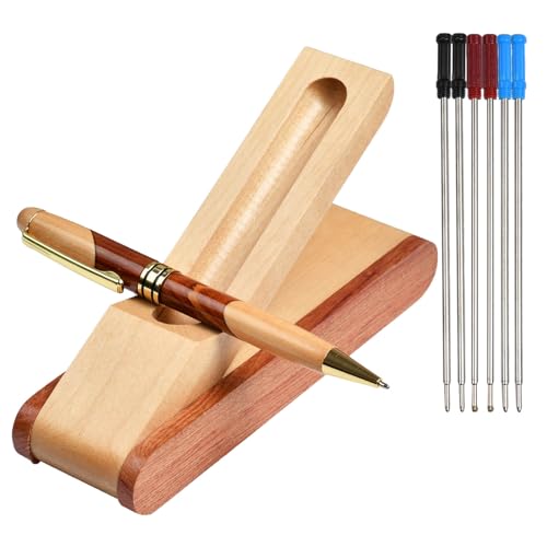 MPEIPILA Kugelschreiber aus Holz, Geschenkstift, Holzstift, mit 6 Ersatzminen und Holzbox, eleganter Stift, Stift mit Behälter, Geschenk für Damen und Herren, Geschenk für einen Abschluss von MPEIPILA