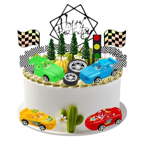 Racing Sports Cupcake Dekoration 38PCS Race Car Cake Toppers LKW Racing Zug Flagge Racing themed Baby Dusche Junge und Mädchen Geburtstagsparty Kuchen Dekoration von MPQDFG