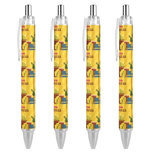 MPUTEOY Happy Kwanzaa African Heritage Holiday Kugelschreiber Retractable Pens Black Writing Pen Office Ball Point Pen Work Pens von MPUTEOY