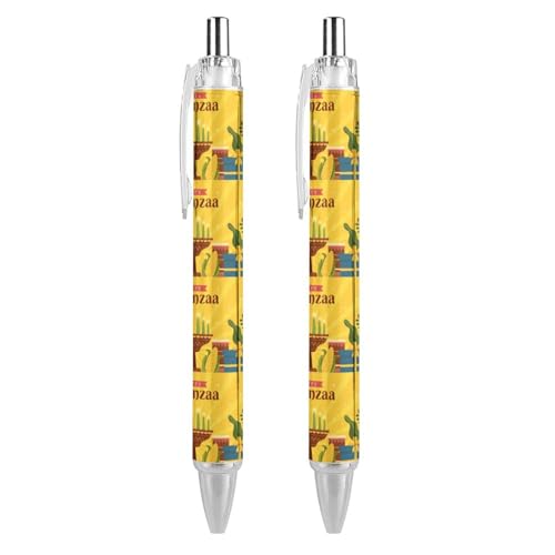 MPUTEOY Happy Kwanzaa African Heritage Holiday Kugelschreiber Retractable Pens Black Writing Pen Office Ball Point Pen Work Pens von MPUTEOY