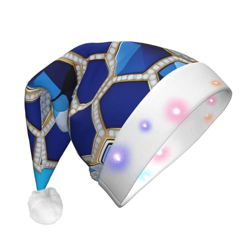 MQGMZ Blaue Sechsecke und Diamant-Druck, Unisex, LED-Weihnachtsmütze, Weihnachtsaccessoires, beleuchten Ihre festlichen Feiern von MQGMZ