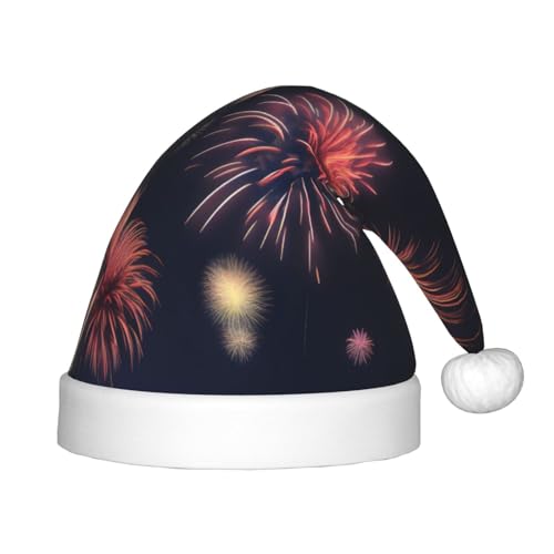 MQGMZ Explosion Feuerwerk 3D-Druck Weihnachten Party Cap Santa Beanie Mütze Xmas Stirnband für Outdoor Xmas Hat Stirnbänder von MQGMZ