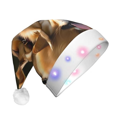 MQGMZ Goldener Retriever-Druck, Unisex, LED-Weihnachtsmütze, Weihnachtszubehör, beleuchten Ihre festlichen Feiern von MQGMZ