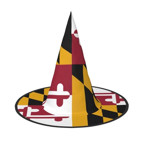 MQGMZ Maryland State Flag Print Versatile Halloween Hat Witch Hat For Adults Fun And Stylish Halloween Party Decor von MQGMZ