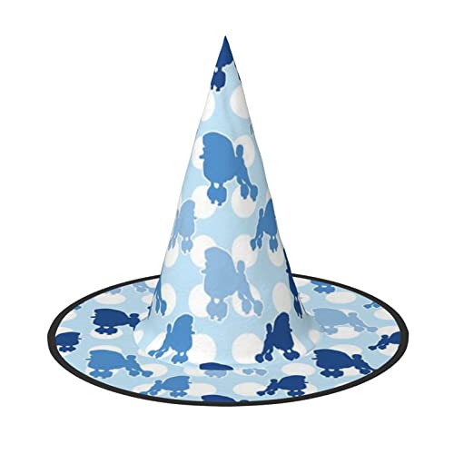 MQGMZ Mqgmzblue Pudel Polka Dot Print Bezaubernd Halloween Hexenhut Niedlich Faltbar Spitz Neuheit Hexenhut Kinder Erwachsene von MQGMZ