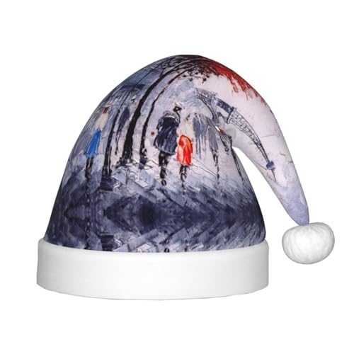 MQGMZ Paris City Tree Eiffelturm Kunstdruck Weihnachten Party Cap Santa Beanie Mütze Xmas Stirnband für Outdoor Xmas Hat Stirnbänder von MQGMZ