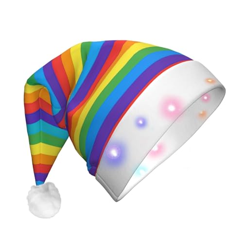 MQGMZ Regenbogenmuster-Druck, Unisex, LED-Weihnachtsmütze, Weihnachtsaccessoires, beleuchten Ihre festlichen Feiern von MQGMZ