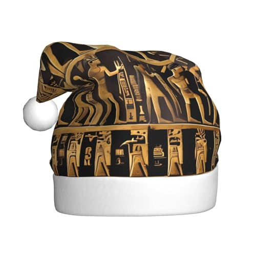 MQGMZ Weihnachtsmütze mit Ägypten-Hieroglyphen-Druck, Weihnachtsmütze für Erwachsene, Weihnachtsmütze für Erwachsene, Weihnachtskostüme von MQGMZ