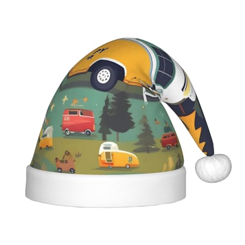 MQGMZ Weihnachtsmütze mit Aufdruck "Happy Bus Campervan", Weihnachtsmannmütze, Weihnachtsmannmütze, Stirnbänder für den Außenbereich von MQGMZ