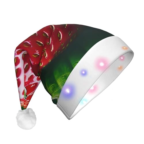 MQGMZ Weihnachtsmütze mit Erdbeer-Druck, Unisex, LED-Weihnachtsmütze, Weihnachtsaccessoires, beleuchten Ihre festlichen Feiern von MQGMZ