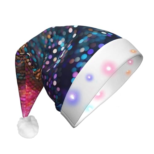 MQGMZ Weihnachtsmütze mit Farbverlauf, Pailletten, glitzernder Druck, Unisex, LED-Weihnachtsmütze, Weihnachtsaccessoires, beleuchten Ihre festlichen Feiern von MQGMZ