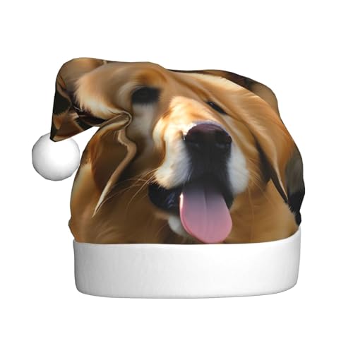 MQGMZ Weihnachtsmütze mit Golden Retriever-Aufdruck, Weihnachtsmannmütze für Erwachsene, Weihnachtsparty-Hüte für Erwachsene, Weihnachtskostüme von MQGMZ