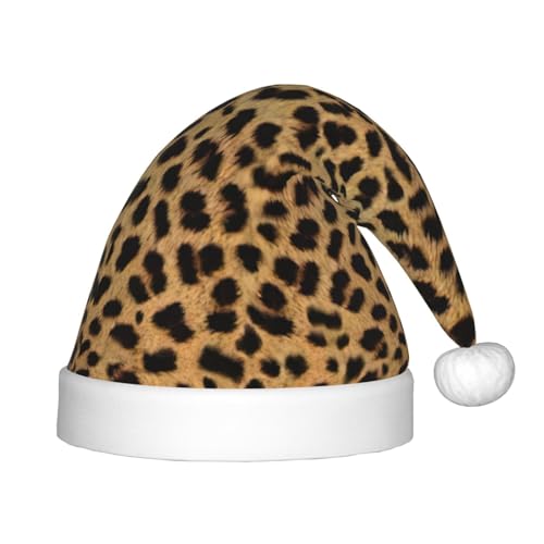 MQGMZ Weihnachtsmütze mit Leopardenmuster, Weihnachtsmannmütze, Urlaubsparty-Zubehör, Unisex, Weihnachtsmannmütze, Weihnachtsmütze für Kinder, Kinder von MQGMZ