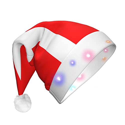 MQGMZ Weihnachtsmütze mit dänischer Flagge, LED-Weihnachtsmannmütze, Weihnachtsmütze für Erwachsene, Weihnachten, Neujahr, Partyzubehör von MQGMZ