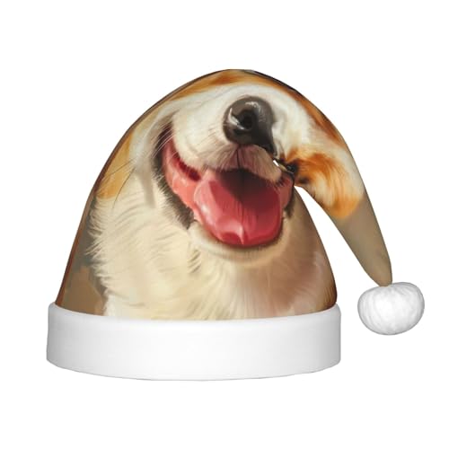 MQGMZ Weihnachtsmütze mit niedlichem Corgi-Druck, Weihnachtsmannmütze, Weihnachtsmannmütze, Stirnbänder für den Außenbereich von MQGMZ