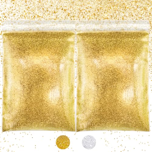 100g Glitzer Zum Basteln Gold Silber,Glitzerpulver Pailletten,Glitzerpulver Zum Basteln,Glitter Pulver,Glitzer Basteln,Glitzerpuder,für Nägel Gesicht Kunst Handwerk Nagelkunst (Gold) von MQIAN