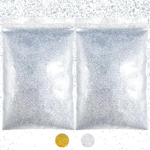 100g Glitzer Zum Basteln Gold Silber,Glitzerpulver Pailletten,Glitzerpulver Zum Basteln,Glitter Pulver,Glitzer Basteln,Glitzerpuder,für Nägel Gesicht Kunst Handwerk Nagelkunst (Silber) von MQIAN