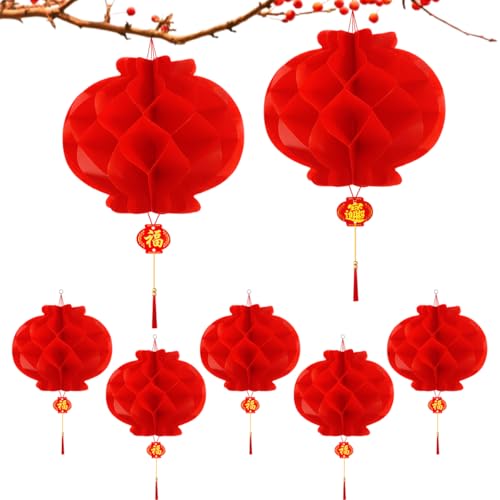 Chinesische Lampions 20 Stück, Chinesische Deko, Chinesische Laternen 20CM/7,9 Zoll, Rote Laterne, Chinese New Year Decoration, Faltbare wasserdichte Papierlaterne für Chinesisches Neujahrsfest von MQIAN