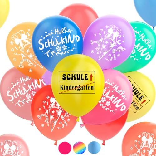 Einschulung Deko Ballons 25 Stück, Schulanfang Schulstart Schulkind Schuleinführung Deko Ballons, 2024 Einschulung Party Dekoration Farbmix Junge Mädchen von MQIAN