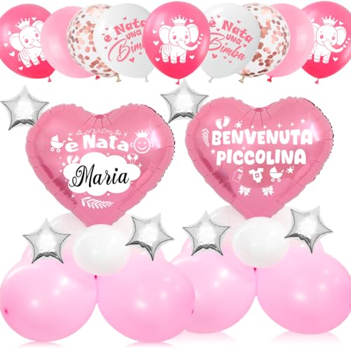 Set mit 2 Luftballons zur Geburt, Mädchen, Tischdekoration zur Geburt, Rosa, doppelseitig, beschreibbar, Tischdekoration für Partys, Gastgeschenke zur Geburt, Babyparty von MQIAN