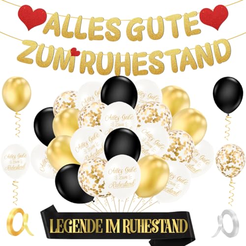 Ruhestand Deko,Vormontiert Rente Deko, Alles Gute Zum Ruhestand, Girlande Ruhestand, Rente Gut, Alles Gut Girlande, Luftballons Ruhestand,Endlich Rentner Schärpe für Frauen Abschiedsfeier Rente Party von MQIAN