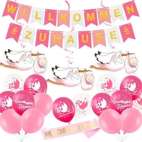 Willkommen Zuhause Baby, Herzlich Willkommen Girlande Fliz, Welcome Home Baby Girl, Herzlich Willkommen Ballon, Storch Geburt Für Draussen, Willkommen Baby Deko, Welcome Baby, Willkommen Baby von MQIAN