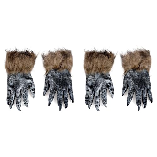 MQODLFP 2 Paar Wolf Handschuhe Halloween Maske Tier Maske Set Werwolf Maskerade Wolf (Groesse: L, Farbe: Schwarz) von MQODLFP