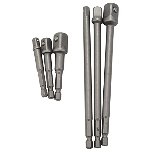 MQODLFP 6 Teiliger Innen Sechskant Adapter, Bohrer/VerläNgerungs Satz, 1/4, 3/8 und 1/2 Kraft Bohr Schrauber - 3 und 6 Adapter von MQODLFP