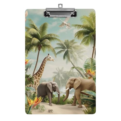 Acryl Klemmbretter Afrika Tiere Elefant Giraffe Office File Folders Platte Klemmbrett Für Das Schreiben Malerei von MQSSYOA