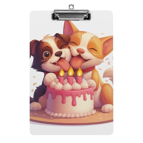 Acryl Klemmbretter Alles Gute Zum Geburtstag Niedlicher Hund Und Katze Office File Folders Platte Klemmbrett Für Das Schreiben Malerei von MQSSYOA