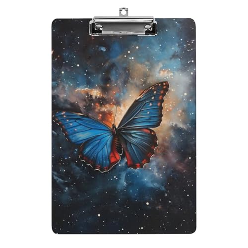 Acryl Klemmbretter Blauer Schmetterling Galaxie Weltraum Office File Folders Platte Klemmbrett Für Das Schreiben Malerei von MQSSYOA