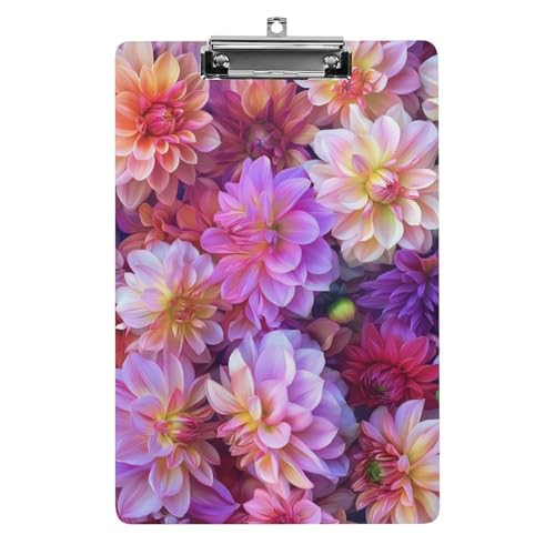 Acryl Klemmbretter Farbenfrohe Dahlienblüten Blumen Office File Folders Platte Klemmbrett Für Das Schreiben Malerei von MQSSYOA