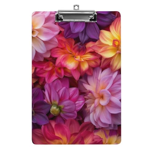 Acryl Klemmbretter Farbenfrohe Dahlienblüten Blumen Office File Folders Platte Klemmbrett Für Das Schreiben Malerei von MQSSYOA