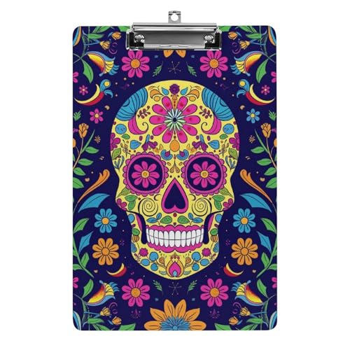 Acryl Klemmbretter Floral Flowers Sugar Skulls Office File Folders Platte Klemmbrett Für Das Schreiben Malerei von MQSSYOA