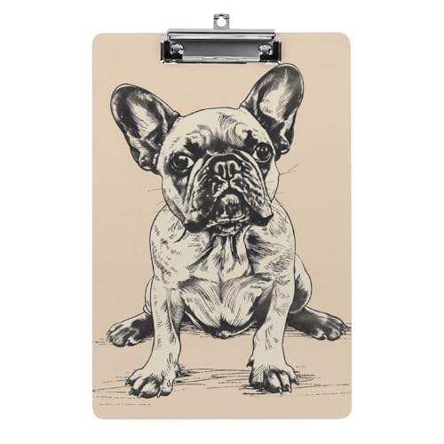 Acryl Klemmbretter Frech Bulldogge Skizze Office File Folders Platte Klemmbrett Für Das Schreiben Malerei von MQSSYOA