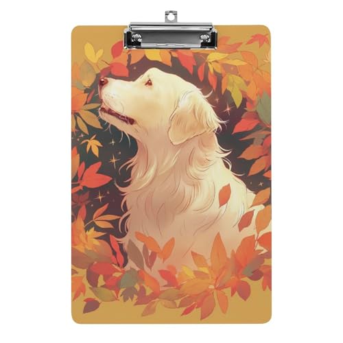 Acryl Klemmbretter Golden Retriever Hund Herbstblätter Office File Folders Platte Klemmbrett Für Das Schreiben Malerei von MQSSYOA