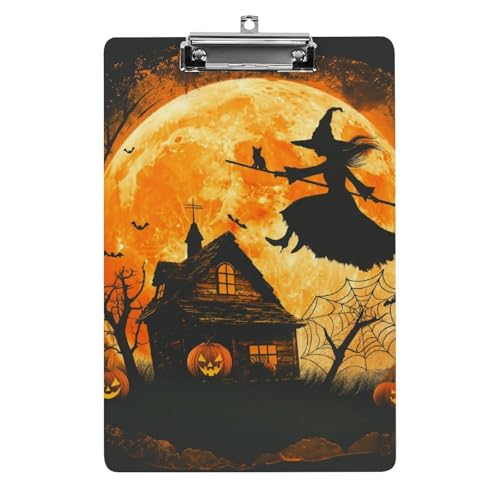 Acryl Klemmbretter Halloween Vollmond-Hexe Office File Folders Platte Klemmbrett Für Das Schreiben Malerei von MQSSYOA