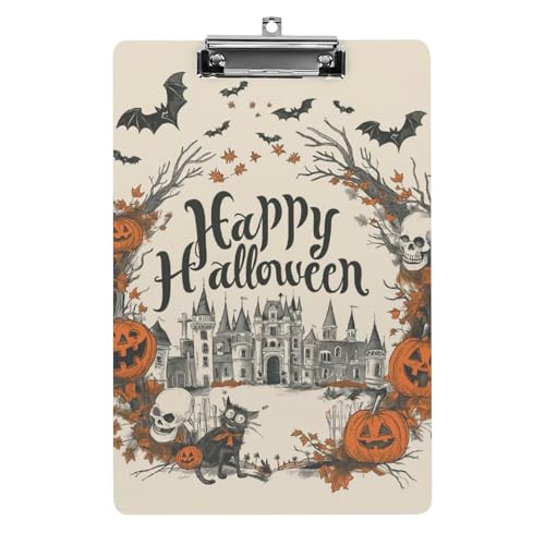 Acryl Klemmbretter Happy Halloween Kürbisse Fledermäuse Office File Folders Platte Klemmbrett Für Das Schreiben Malerei von MQSSYOA