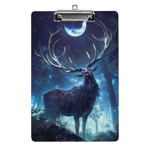 Acryl Klemmbretter Hirsch Wald Nacht Landschaft Office File Folders Platte Klemmbrett Für Das Schreiben Malerei von MQSSYOA