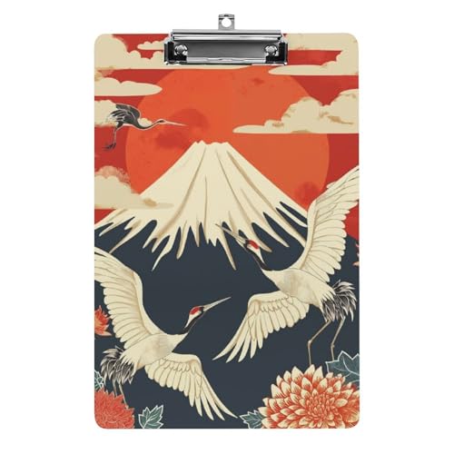 Acryl Klemmbretter Japanische Kranichvögel Blumen Office File Folders Platte Klemmbrett Für Das Schreiben Malerei von MQSSYOA