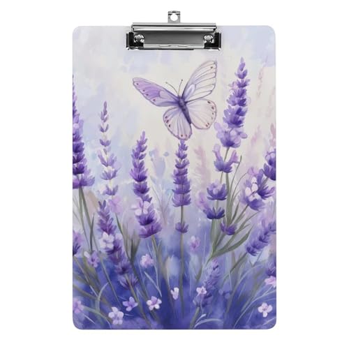 Acryl Klemmbretter Lavendelblüten Und Schmetterling Office File Folders Platte Klemmbrett Für Das Schreiben Malerei von MQSSYOA