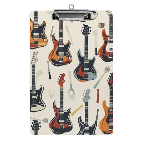 Acryl Klemmbretter Musikalische Gitarren Patterns Office File Folders Platte Klemmbrett Für Das Schreiben Malerei von MQSSYOA