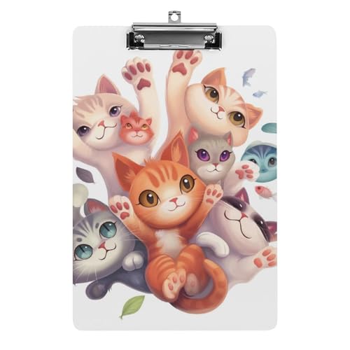 Acryl Klemmbretter Niedliche Katzen Und Fische Muster Office File Folders Platte Klemmbrett Für Das Schreiben Malerei von MQSSYOA