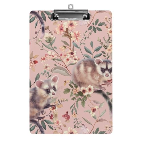 Acryl Klemmbretter Niedliche Opossums Und Blumen Office File Folders Platte Klemmbrett Für Das Schreiben Malerei von MQSSYOA