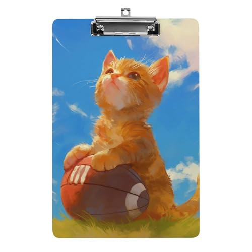 Acryl Klemmbretter Niedliche Orange Katze Sport Fußball Office File Folders Platte Klemmbrett Für Das Schreiben Malerei von MQSSYOA