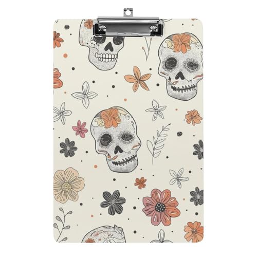 Acryl Klemmbretter Niedliche Totenkopf Blumen Muster Office File Folders Platte Klemmbrett Für Das Schreiben Malerei von MQSSYOA