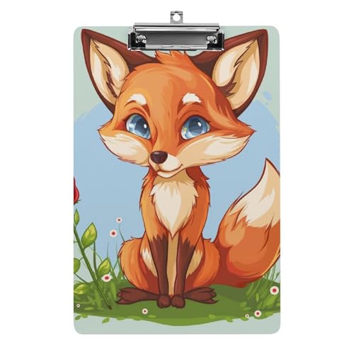 Acryl Klemmbretter Niedlicher Fuchs Mit Rosenblüten Office File Folders Platte Klemmbrett Für Das Schreiben Malerei von MQSSYOA