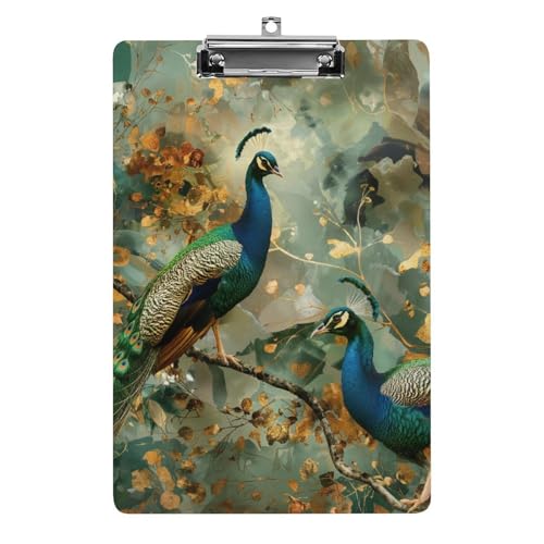 Acryl Klemmbretter Pfauenvogel Blumen Blatt Office File Folders Platte Klemmbrett Für Das Schreiben Malerei von MQSSYOA